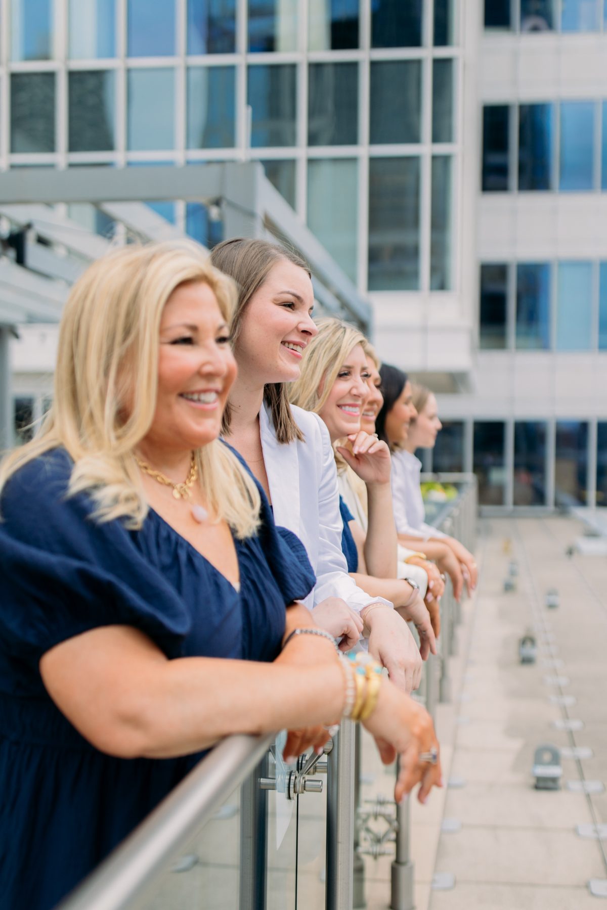 Beth McCormack with members of her team on the terrace